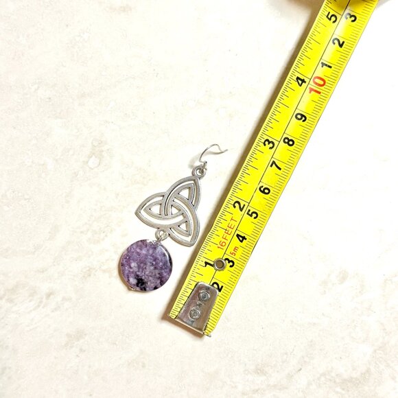 2/$20, Genuine Violet Charoite Triqueta Sterling Silver Dangle Earrings - Picture 6 of 9